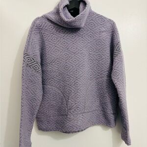 Prana Textured Fleece Cowl Neck Pullover Sweatshirt – Purple, Size M